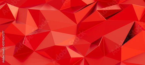 Abstract geometric background with sharp angles and vibrant red tones creating depth.