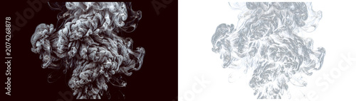 Smoke, fog, and steam textures, black and white background