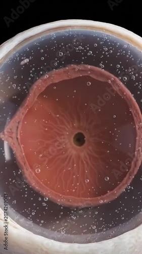 Macro close-up of a human eye transforming into a surreal biological and neural network structure