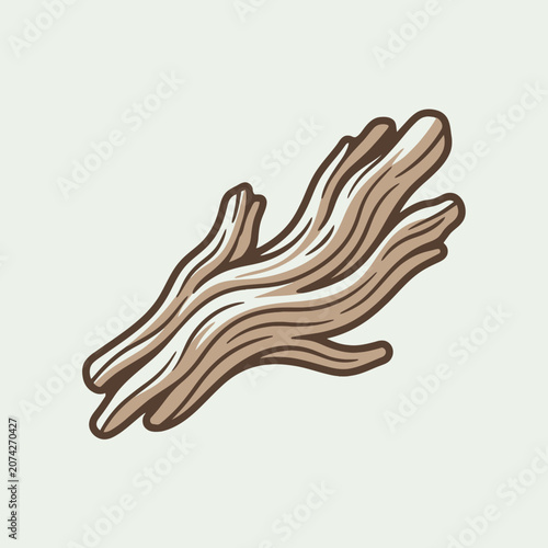 Tableau sur toile Hand drawn illustration of a weathered piece of driftwood