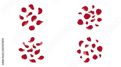 Bild auf Leinwand Red rose petals falling down on a clean white background