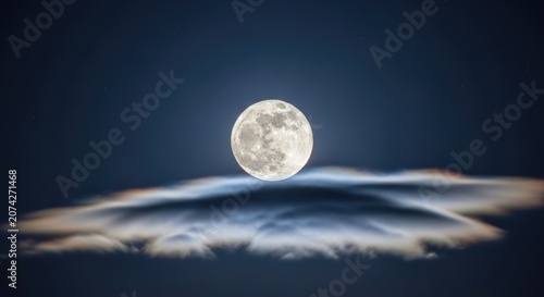 Stunning Full Moon Rising Above the Clouds in the Night Sky.