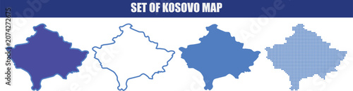 фотографія Set of kosovo map silhouettes and outline graphic designs with isolated