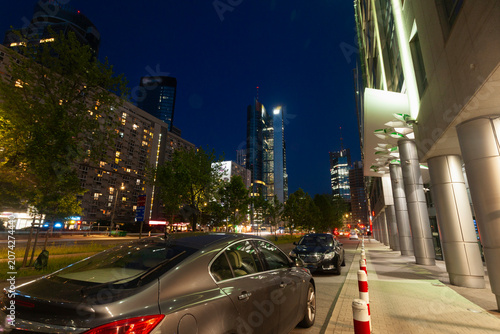 Night view of a modern district of Warsaw