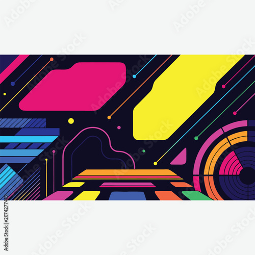 Dark abstract gaming studio backdrop with neon cyber glow effects