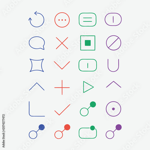  Flat design thin line icons pack for essential user interface