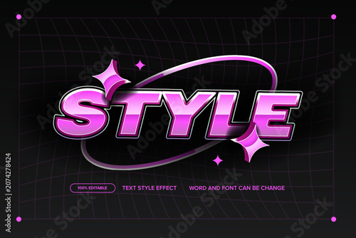 Style Y2K Cyber Metallic Pink Chrome Text Effect Editable