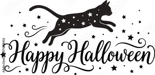 Helloween black cat illustration festive halloween graphic for parties and seasonal designs