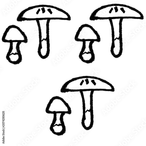  Hand Drawn Mushroom Doodle Pattern — Set of 3 Pairs of Sketch Mushrooms