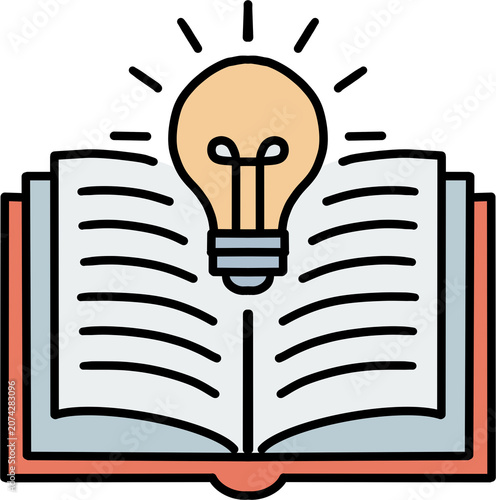 Konstfotografi Open Book With Light Bulb Icon Color