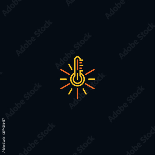 Sun temperature thermometer logo.