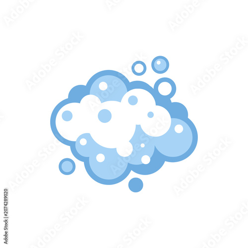 Blue and white soap bubbles icon isolated on white background