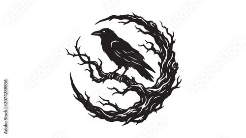 Tableau sur toile Eagle Emblem with Tribal Linework and Clawed Wings for Tattoo Style Logo and Gam