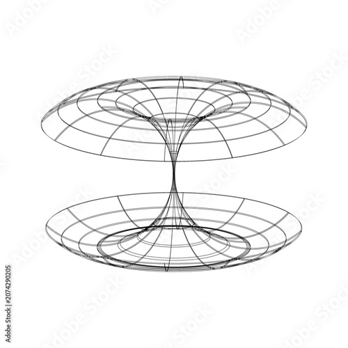 Bild auf Leinwand Futuristic 3D wormhole visualization abstract tunnel through spacetime, symboliz