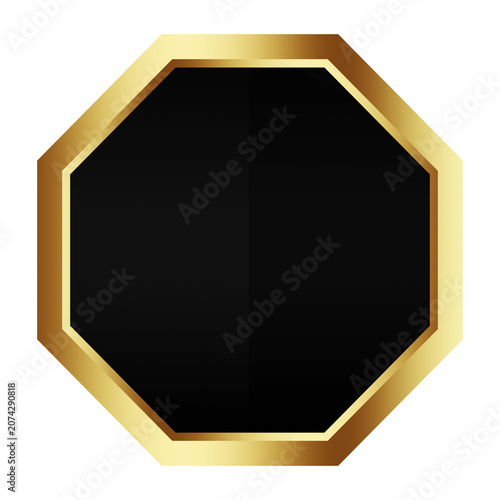 Black gold luxury frame badge polygonal shape objects isolated on white background