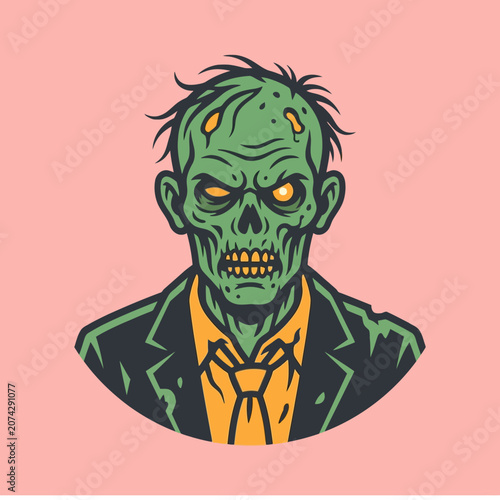 Konstfotografi A green zombie businessman wearing a suit and tie