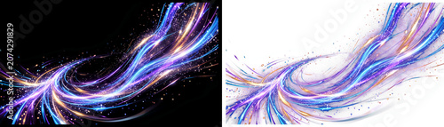Colorful, swirling, neon light trails, abstract background elements, motion graphics assets