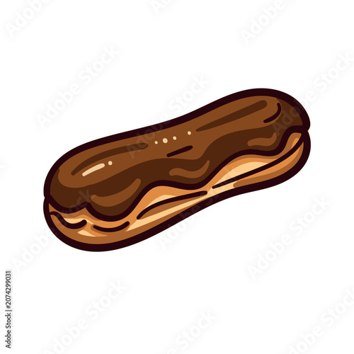 Obraz na plátne French chocolate eclair vector illustration
