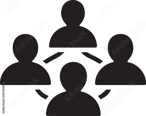 Four black silhouettes of people communicating with each other isolated on transparent background