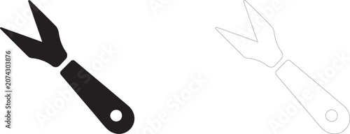 Fotografie Slot punch tool icon, leather lacing chisel, pronged cutting hardware and manual saddlery