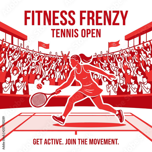 Energetic Tennis Player In Action During The Fitness Frenzy Tennis Open Event