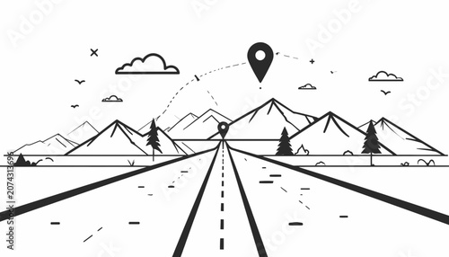 Obraz na płótnie Black and white road illustration.