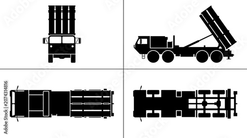 Bild auf Leinwand THAAD Terminal High Altitude Area Defense Missile System Silhouette