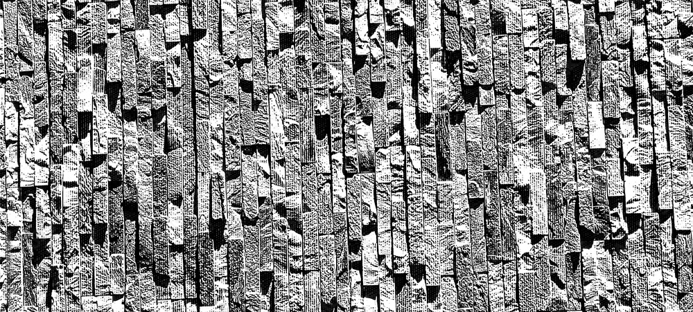 Fototapeta premium Abstract rocks digital art featuring minimalist black background, high contrast, texture, composition