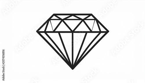 A black line drawing of a diamond is shown on a white background