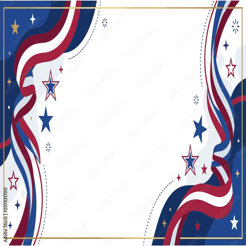 Obraz premium Patriotic American Flag Waving with Stars and Stripes in Abstract Vector Design