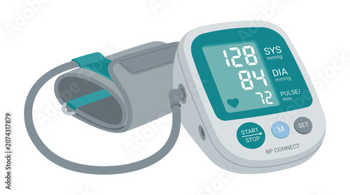 Digital Blood Pressure Monitor Device with Cuff and Readings