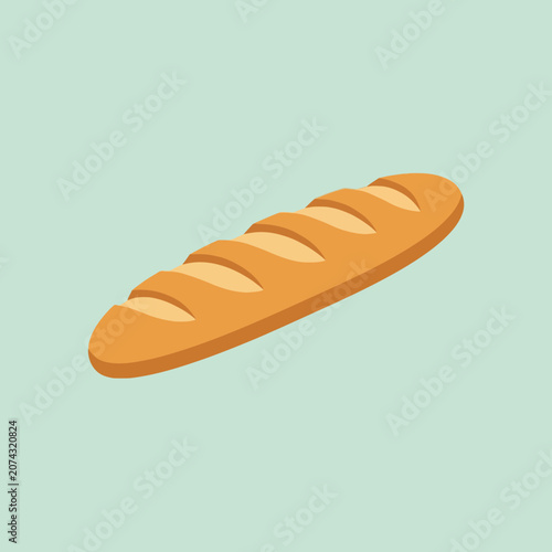 Obraz na plátně A fresh golden baguette bread loaf on a green background