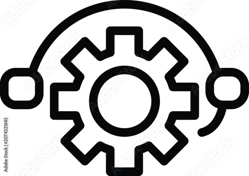 Technical support line icon with headset and gear concept vector illustration