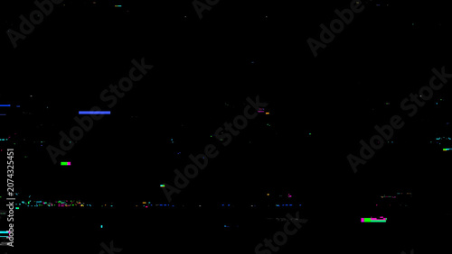 Abstract RGB glitch distortion background with digital noise, horizontal interference, signal error and static texture. Ideal for screen overlays, tech design, cyber visuals, video editing