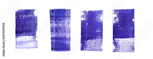 grunge vertical rolled ink texture set of stamp roller brayer with blue violet blue color. Letter press grunged vintage rough rectangle shape.. Linocut irregular relief printing illustration PNG
