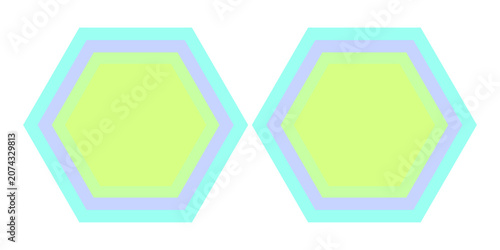 Abstract pastel colorful hexagon shape on white background.