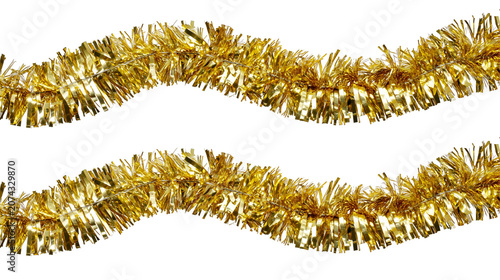 Canvas Print Shiny gold tinsel garland strands for decoration