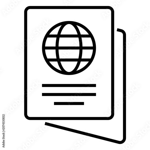 Passport icon with line or outline style