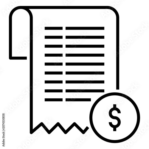 Receipt icon with line or outline style