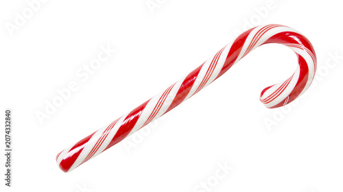 Foto Red and white striped candy cane hook shape