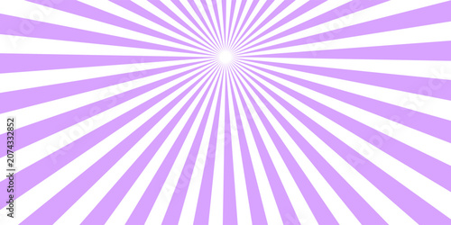 Abstract light purple sunburst background with white rays.