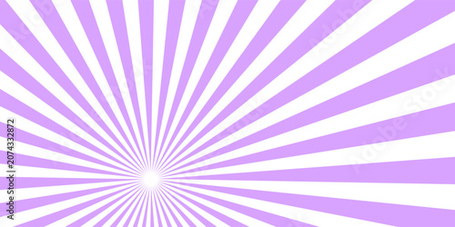Abstract light purple sunburst background with white rays.