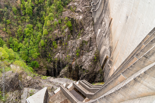 The Contra Dam, also known as the Verzasca Dam, is a massive concrete arch dam located in the Canton of Ticino, Switzerland.