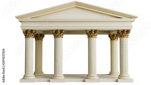 Fotografie Classical Greek temple facade with Corinthian columns and pediment