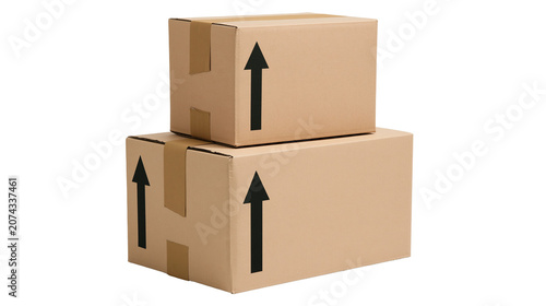 Tableau sur toile Two stacked cardboard boxes with up arrows
