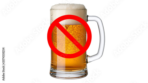 Obraz na plátně Beer mug with prohibition sign