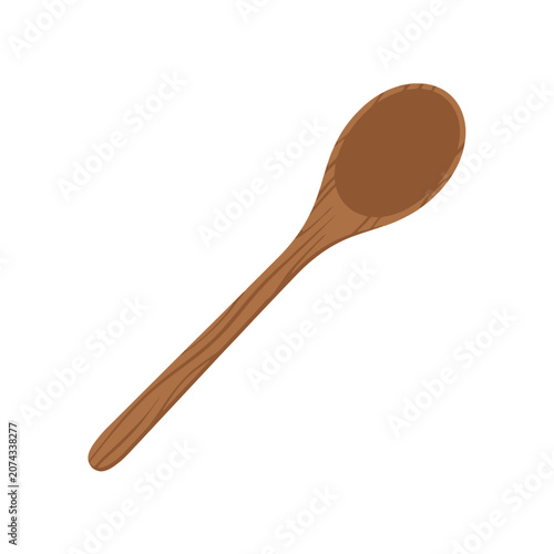Photography A simple brown wooden spoon isolated on a white background