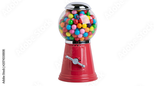 Bild auf Leinwand Red gumball machine filled with colorful candy balls