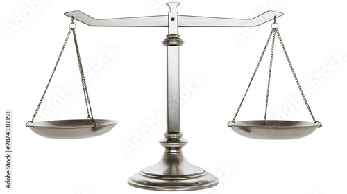 Cuadro en lienzo Silver balance scale with two empty pans and chains