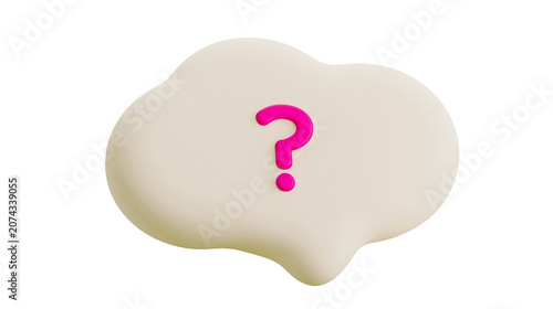 Canvastavla 3D speech bubble with pink question mark